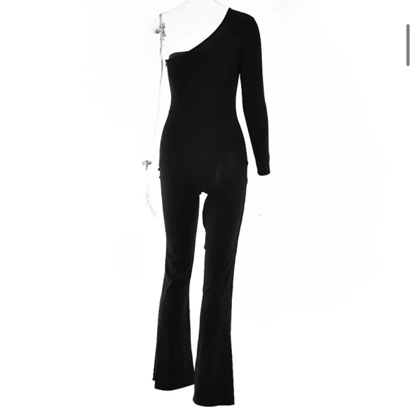 One shoulder mesh rhinestone jumpsuit - Picture 10 of 13